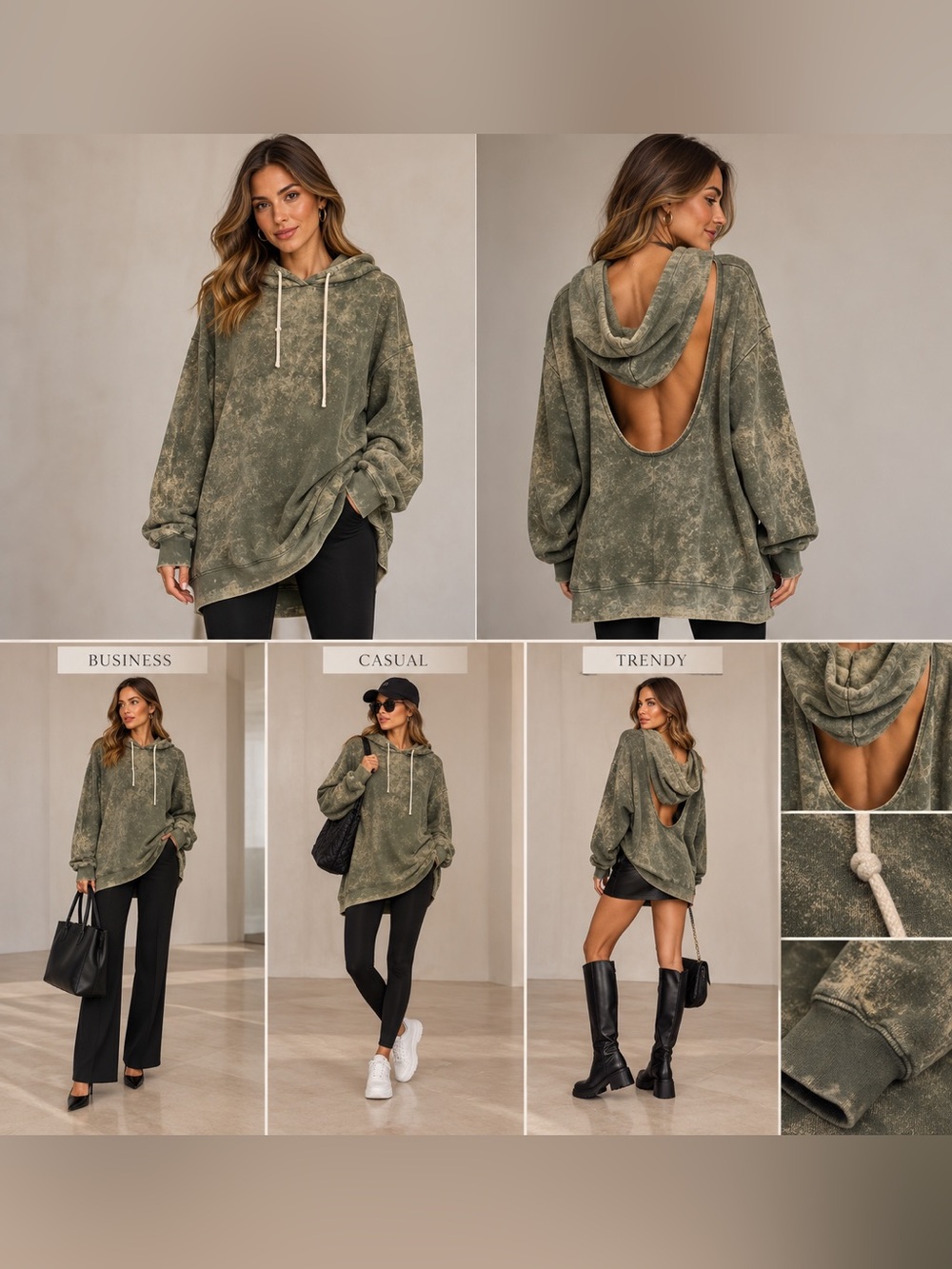 EUC! Cotton Citizen | Milan Backless Hoodie Sweatshirt in Olive Green, Small